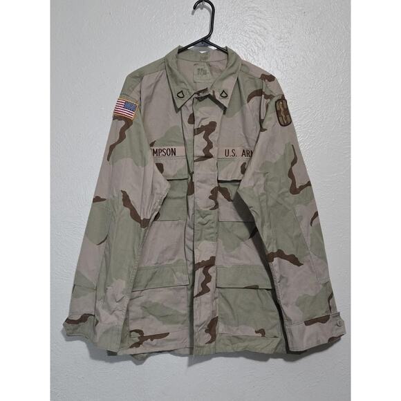 US Army DCU Jacket Large Long 8415-01-327-5314 Desert Camo THOMPSON Patches - Picture 1 of 7
